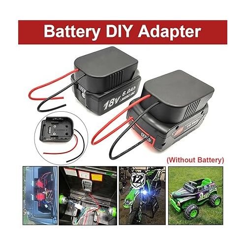  Power Wheels Adaptor for Bosch/Makita 18V 14.4V Battery Power Mount Connector Adapter Dock Holder with 12 awg Wires DIY Power Tools RC Toys Robotics