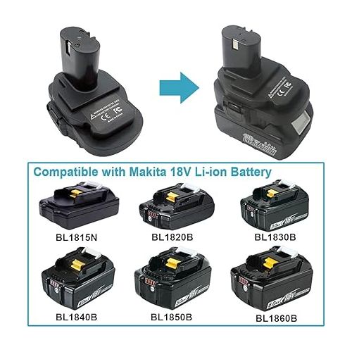  Battery Adapter for Makita 18 Volt NiCad & NiMh Cordless Power Tools, Convert Makita BL1830B BL1850 BL1860 BL1840B 18V Lithium-Ion Battery to Makita 18V Ni-Cd/Ni-Mh Battery Converter