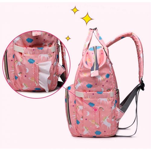  QIXINGHU Unicorn Multi-Function Diaper Bag for Baby Care Travel Backpack Wide Open Nappy Bags Handbags Lightweight Large Capacity