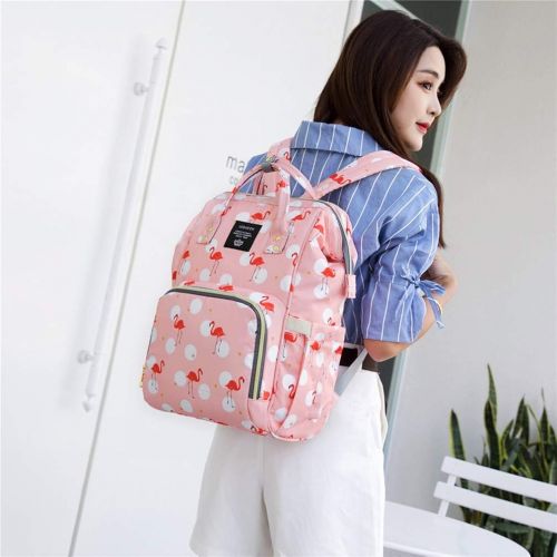  QIXINGHU Flamingo Multi-Function Diaper Bag for Baby Care Travel Backpack Wide Open Nappy Bags Handbags Large Capacity