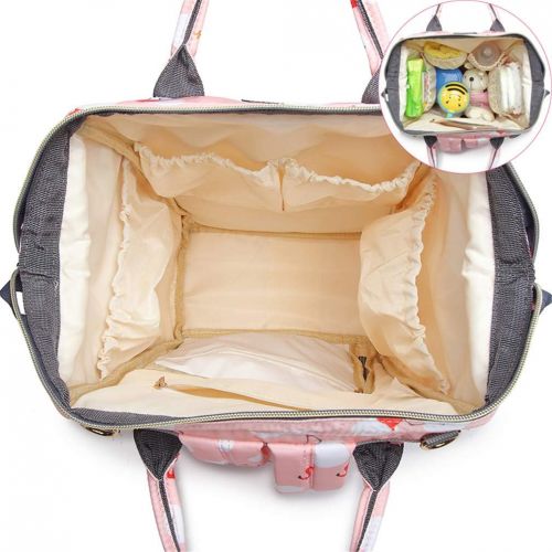  QIXINGHU Flamingo Multi-Function Diaper Bag for Baby Care Travel Backpack Wide Open Nappy Bags Handbags Large Capacity