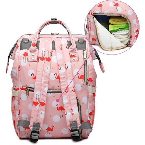  QIXINGHU Flamingo Multi-Function Diaper Bag for Baby Care Travel Backpack Wide Open Nappy Bags Handbags Large Capacity