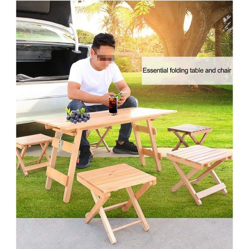  QJJML Outdoor Folding Table and Chair Set, Barbecue Picnic Table, Folding Storage, Lightweight and Portable, Pressure Resistant and Durable, Strong and Stable,B
