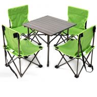 QJJML Outdoor Folding Table and Chair Set, 4 Folding Picnic Table, Picnic Light, Camp, Beach, Barbecue, Hiking, Tourism, Fishing