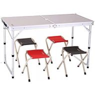 QJJML Aluminum Folding Table, Outdoor Portable Folding Light Table Picnic, Camping, Beach, Fishing, Barbecue, Suitable for 4-8 People,B