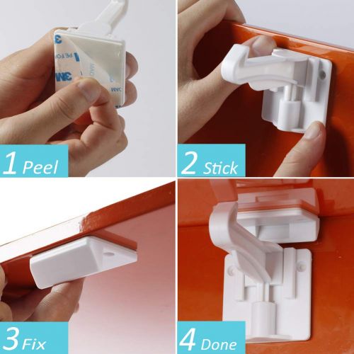  QJQBMAI Invisible Design Child Safety Cabinet Locks | Baby Proofing Cabinet and Drawers Latches | Larger Area...