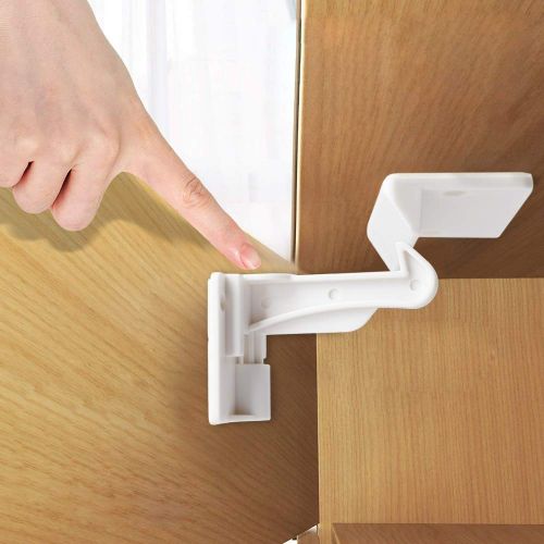  QJQBMAI Invisible Design Child Safety Cabinet Locks | Baby Proofing Cabinet and Drawers Latches | Larger Area...