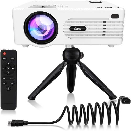  [아마존베스트]QKK [2019 Upgrade] Mini Projector [with Tripod] LED Projector Full HD 1080P Supported, 170 Display for TV Stick, Video Game, Blue Ray DVD Player, Smartphone Home Theater Entertainm