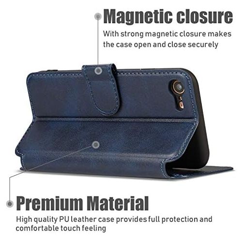  [아마존베스트]QLTYPRI iPhone 6 iPhone 6S Case Premium PU Leather Simple Wallet Case TPU Bumper [Card Slots] [Kickstand] [Magnetic Closure] Shockproof Flip Cover for Apple iPhone 6 iPhone 6S - Bl