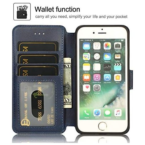  [아마존베스트]QLTYPRI iPhone 6 iPhone 6S Case Premium PU Leather Simple Wallet Case TPU Bumper [Card Slots] [Kickstand] [Magnetic Closure] Shockproof Flip Cover for Apple iPhone 6 iPhone 6S - Bl
