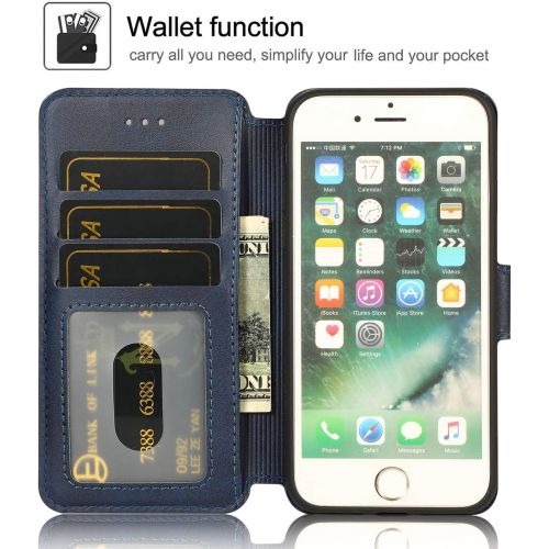  [아마존베스트]QLTYPRI iPhone 6 iPhone 6S Case Premium PU Leather Simple Wallet Case TPU Bumper [Card Slots] [Kickstand] [Magnetic Closure] Shockproof Flip Cover for Apple iPhone 6 iPhone 6S - Bl