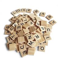 [아마존베스트]QMET 200PCS Scrabble Letters for Crafts - Wood Scrabble Tiles-DIY Wood Gift Decoration - Making Alphabet Coasters and Scrabble Crossword Game