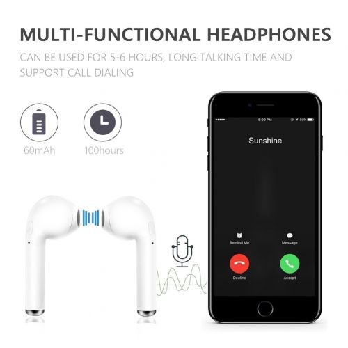  QMZNKJ Bluetooth headset, stereo headset, with microphone and noise reduction, compatible with smartphone Samsung iOS Android (white)