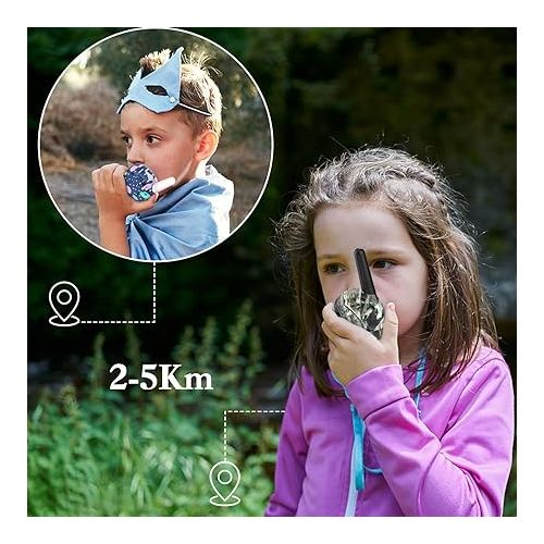  Qniglo Walkie Talkies for Kids - Rechargeable Kids Walkie Talkies with Clear Sound, Long Range - Perfect Birthday for 3-8 Year Old Boys Girls - Outdoor Adventures, Camping, Hiking