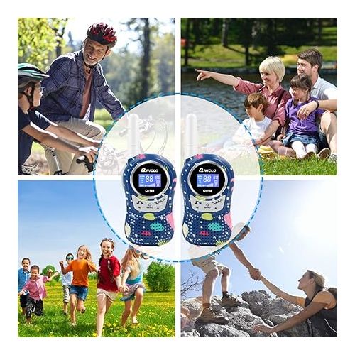  Qniglo Walkie Talkies for Kids - Rechargeable Kids Walkie Talkies with Clear Sound, Long Range - Perfect Birthday for 3-8 Year Old Boys Girls - Outdoor Adventures, Camping, Hiking