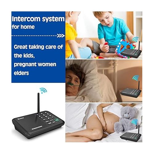  Intercoms Wireless for Home, 5280 Feet Long Range House Intercom System, 10 Channels Intercoms System for Business, Room to Room Intercom System for Elderly, 2 Way Audio Intercom for Office/Classroom