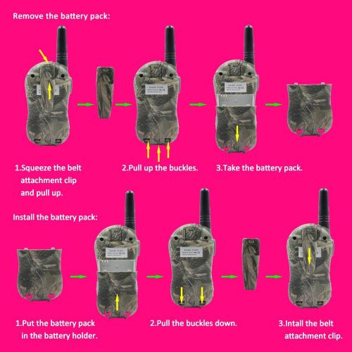  Qniglo Rechargeable Walkie Talkies, 22 Channel FRS Two Way Radio Long Range Walkie Talkies for Kids Adults (Camo Blue+Camo Green, 4 Pack)