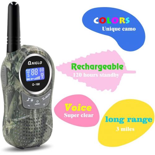  Qniglo Walkie Talkies Kids Adults 22 Channel Long Range 2 Way Radio Rechargeable Walkie Talkies(Blue,2 PCS)