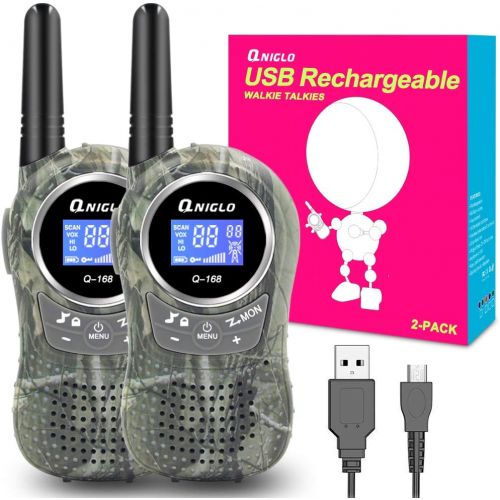  Qniglo Walkie Talkies Kids Adults 22 Channel Long Range 2 Way Radio Rechargeable Walkie Talkies(Blue,2 PCS)