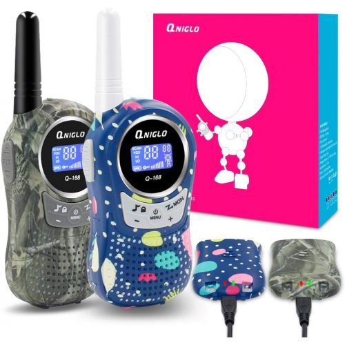  Qniglo Walkie Talkies Kids Adults 22 Channel Long Range 2 Way Radio Rechargeable Walkie Talkies(Blue,2 PCS)