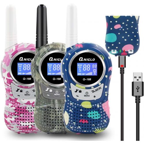  Qniglo Walkie Talkies Kids Adults 22 Channel Long Range 2 Way Radio Rechargeable Walkie Talkies(Blue,2 PCS)