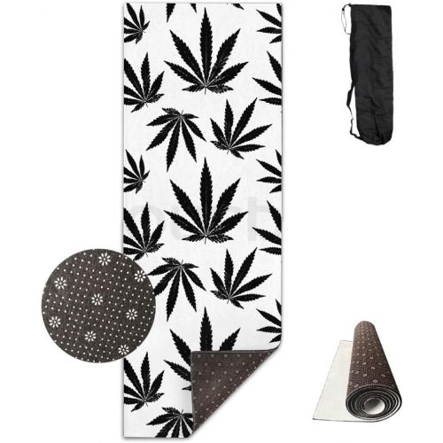  QNKUqz Cannabis Leaf Deluxe Yoga Mat Aerobic Exercise Pilates