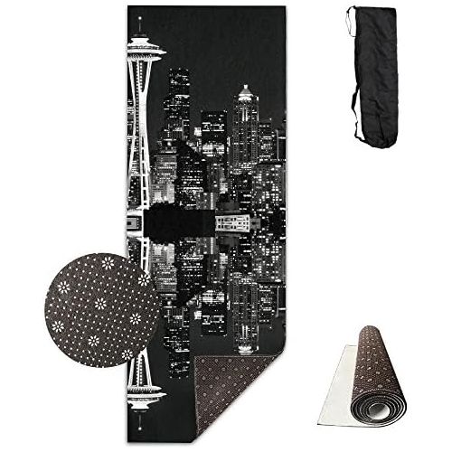  QNKUqz Seattle Skyline At Night Deluxe Yoga Mat Aerobic Exercise Pilates