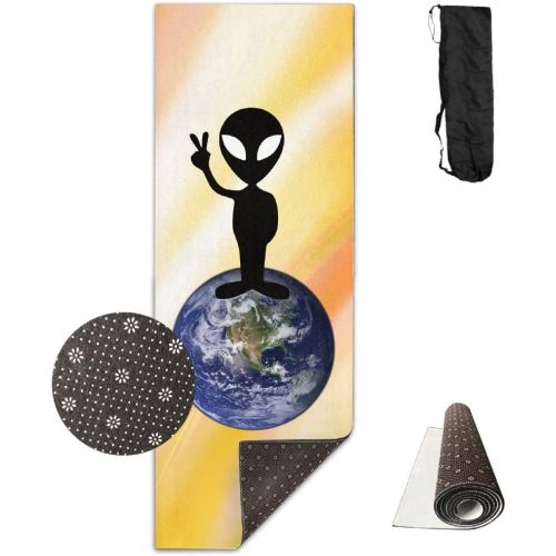  QNKUqz Funny Alien Earth Deluxe Yoga Mat Aerobic Exercise Pilates