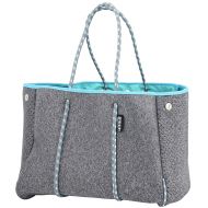 QOGiR Neoprene Multipurpose Beach Bag Tote with Inner Zipper Pocket and Movable Board (Elegant Grey, X-Large)