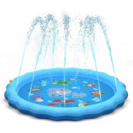 QPAU (Upgraded 2020 Version) Sprinkler for Kids Dogs, 68 Sprinkle and Splash Play Mat , Kiddie Baby Shallow Pool,Outside Toys Water Toys for Kids, Outdoor Toys for Toddlers Age 3-5