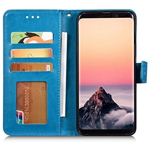  QPOLLY Kompatibel mit OnePlus 7 Huelle Klappbar Ledertasche,Premium PU Leder Handytasche Brieftasche-Stil Magnet Geldboerse Handyhuelle fuer OnePlus 7 mit Kartenhalter Standfunktion,Bl