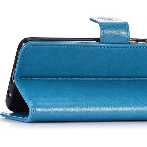  QPOLLY Kompatibel mit OnePlus 7 Huelle Klappbar Ledertasche,Premium PU Leder Handytasche Brieftasche-Stil Magnet Geldboerse Handyhuelle fuer OnePlus 7 mit Kartenhalter Standfunktion,Bl