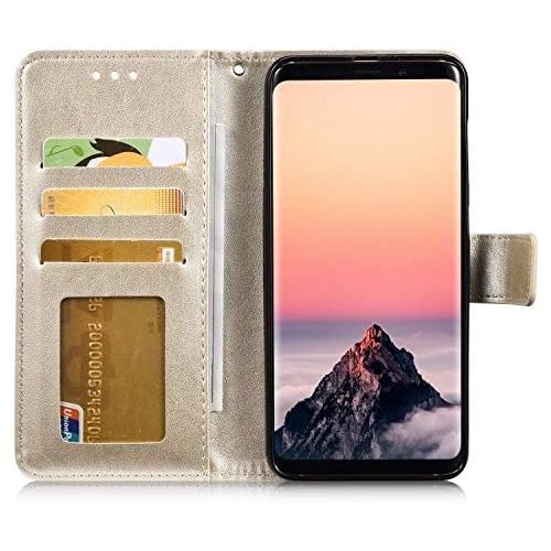  QPOLLY Kompatibel mit Samsung Galaxy S6 Huelle Klappbar Ledertasche,Premium PU Leder Handytasche Brieftasche-Stil Magnet Geldboerse Handyhuelle fuer Samsung Galaxy S6 mit Kartenhalter