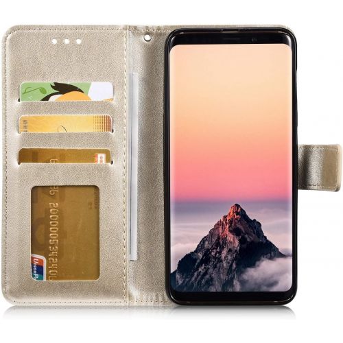  QPOLLY Kompatibel mit Samsung Galaxy S6 Huelle Klappbar Ledertasche,Premium PU Leder Handytasche Brieftasche-Stil Magnet Geldboerse Handyhuelle fuer Samsung Galaxy S6 mit Kartenhalter