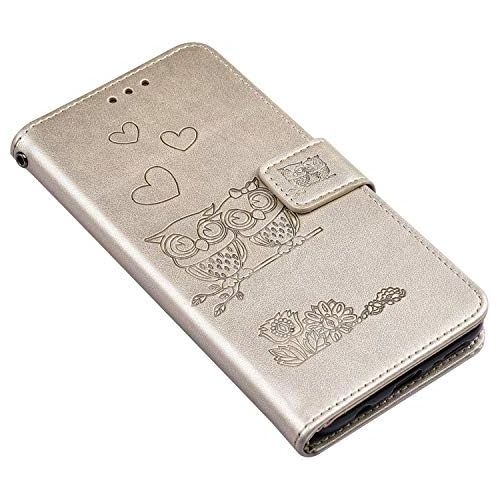  [아마존베스트]QPOLLY Case Compatible with Samsung Galaxy A51 Leather Case, Wallet Flip Wallet Case Protective Mobile Phone Case, Flower Owl Pattern Magnetic Flip Wallet Case with Stand Function for Gal