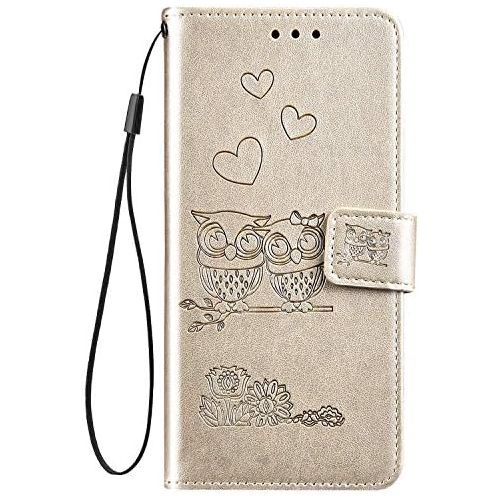  [아마존베스트]QPOLLY Case Compatible with Samsung Galaxy A51 Leather Case, Wallet Flip Wallet Case Protective Mobile Phone Case, Flower Owl Pattern Magnetic Flip Wallet Case with Stand Function for Gal