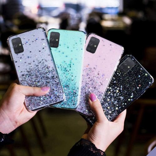  [아마존베스트]QPOLLY Mobile Phone Case Compatible with Samsung Galaxy A71 Glitter Case Silicone TPU Shiny Bling Star Pattern Shiny Ultra Thin Soft TPU Protective Shockproof Bumper Case Mobile Phone Cas