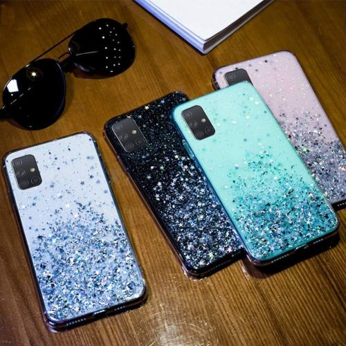  [아마존베스트]QPOLLY Mobile Phone Case Compatible with Samsung Galaxy A71 Glitter Case Silicone TPU Shiny Bling Star Pattern Shiny Ultra Thin Soft TPU Protective Shockproof Bumper Case Mobile Phone Cas