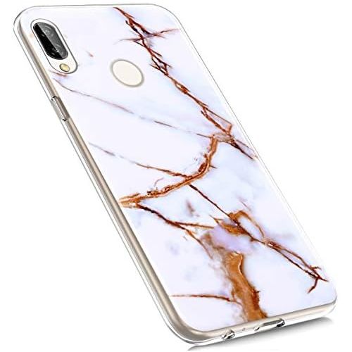 [아마존베스트]Qpolly compatible with Huawei P20 Lite soft silicone case with marble pattern