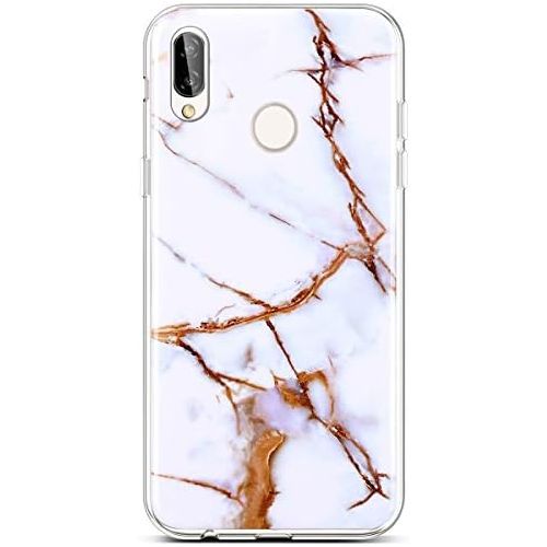  [아마존베스트]Qpolly compatible with Huawei P20 Lite soft silicone case with marble pattern