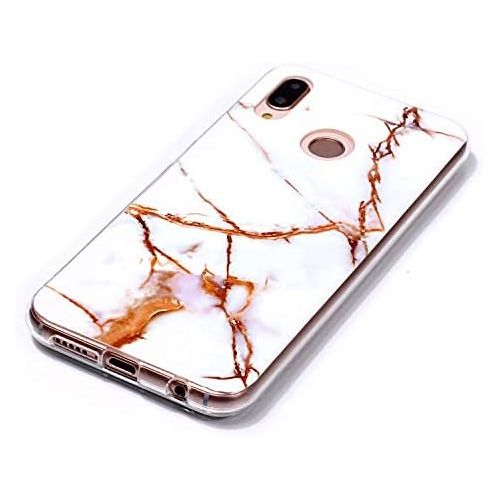  [아마존베스트]Qpolly compatible with Huawei P20 Lite soft silicone case with marble pattern