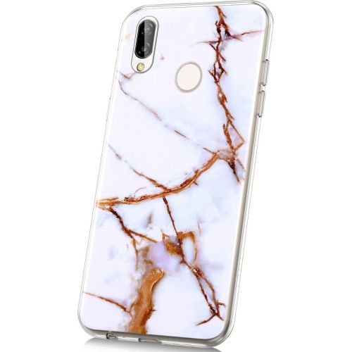  [아마존베스트]Qpolly compatible with Huawei P20 Lite soft silicone case with marble pattern