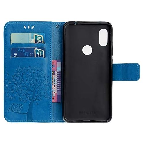  [아마존베스트]Kompatibel fuer Xiaomi Redmi 7 Huelle Ledertasche Flip Case,QPOLLY PU Leder Klapp Geldboerse Baume Muster Brieftasche Schutzhuelle mit Magnetverschluss Kartenfacher Stand Bookstyle Han