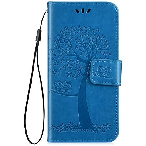  [아마존베스트]Kompatibel fuer Xiaomi Redmi 7 Huelle Ledertasche Flip Case,QPOLLY PU Leder Klapp Geldboerse Baume Muster Brieftasche Schutzhuelle mit Magnetverschluss Kartenfacher Stand Bookstyle Han