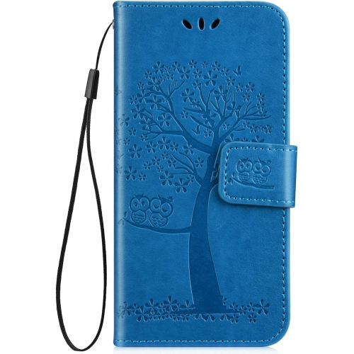  [아마존베스트]Kompatibel fuer Xiaomi Redmi 7 Huelle Ledertasche Flip Case,QPOLLY PU Leder Klapp Geldboerse Baume Muster Brieftasche Schutzhuelle mit Magnetverschluss Kartenfacher Stand Bookstyle Han