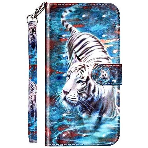  [아마존베스트]QPOLLY Compatible with Samsung Galaxy S8 Plus Case Leather Wallet Protective Flip Case 3D Shiny Colourful Painted Pattern PU Leather Flip Case Mobile Phone Case for Galaxy S8 Plus, Tiger