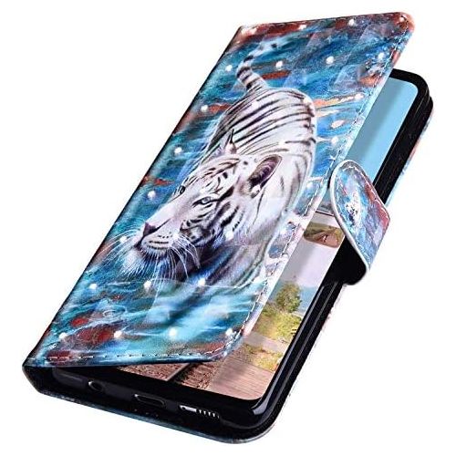  [아마존베스트]QPOLLY Compatible with Samsung Galaxy S8 Plus Case Leather Wallet Protective Flip Case 3D Shiny Colourful Painted Pattern PU Leather Flip Case Mobile Phone Case for Galaxy S8 Plus, Tiger