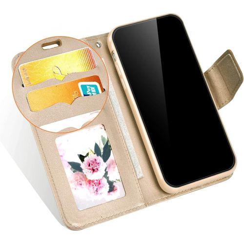  [아마존베스트]QPOLLY Compatible with Huawei P Smart 2019, leather case, wallet, flip case, protective mobile phone case, cute cat pattern, magnetic flip case with stand function for Huawei P Smart 2019