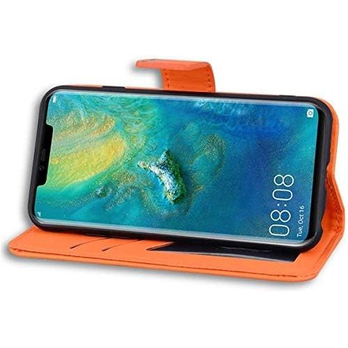  [아마존베스트]QPOLLY Kompatibel mit Samsung Galaxy S10 Huelle Klappbar Ledertasche,Cartoon Tiere Muster PU Leder Handytasche Stander Brieftasche Handyhuelle fuer Galaxy S10 mit Kartenhalter,Orange