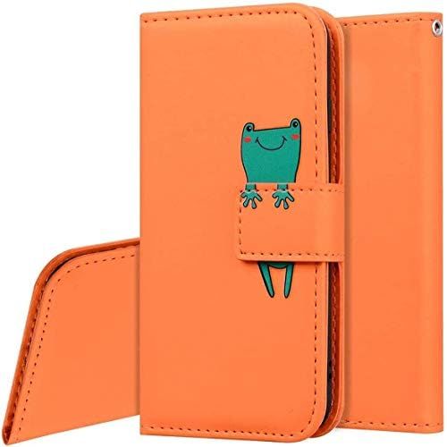  [아마존베스트]QPOLLY Kompatibel mit Samsung Galaxy S10 Huelle Klappbar Ledertasche,Cartoon Tiere Muster PU Leder Handytasche Stander Brieftasche Handyhuelle fuer Galaxy S10 mit Kartenhalter,Orange